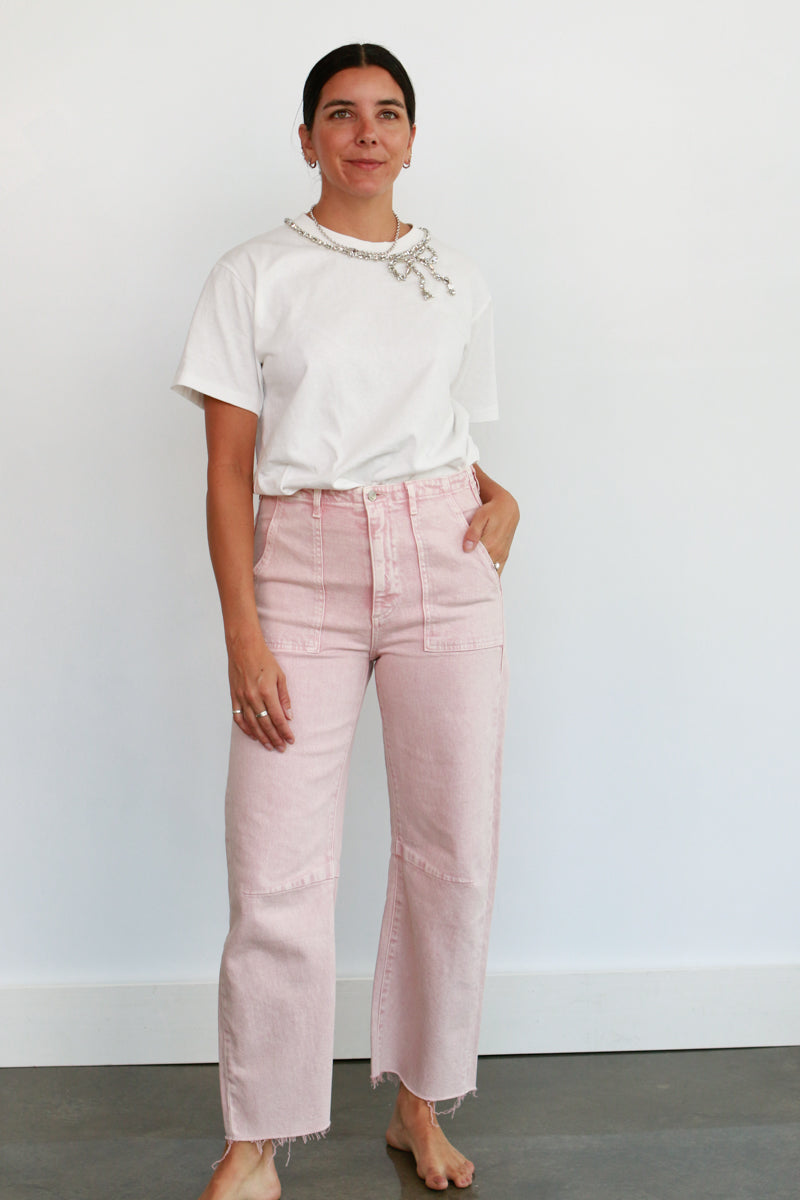 Utility Soft Barrel Jeans in Dusty Pink