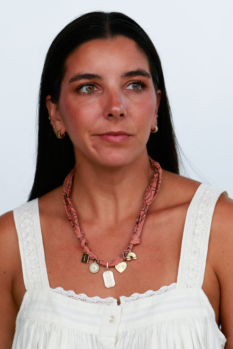 Dog Tag Grapefruit Bandana Necklace