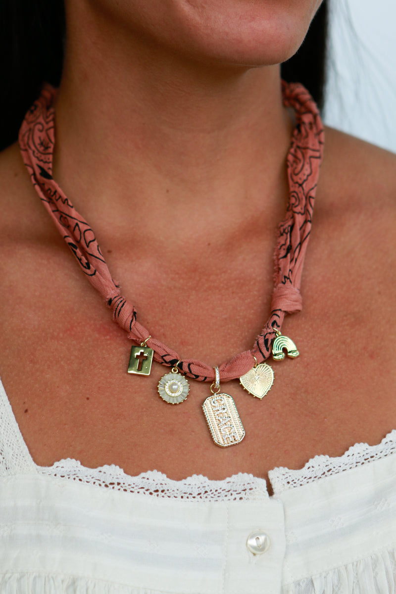 Dog Tag Grapefruit Bandana Necklace
