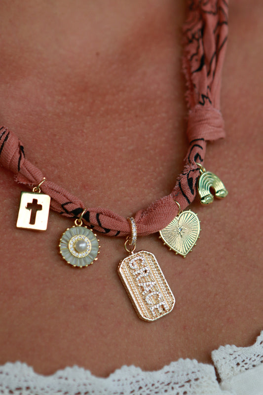 Dog Tag Grapefruit Bandana Necklace
