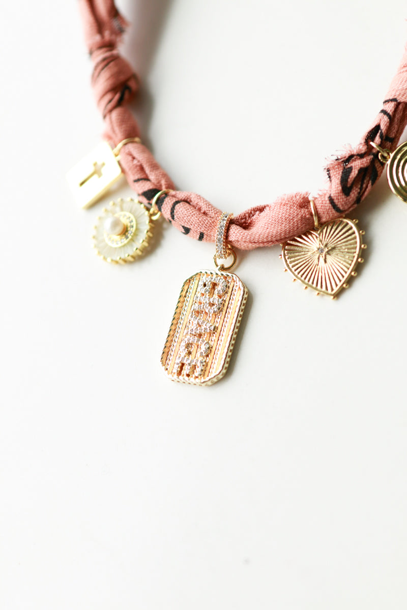 Dog Tag Grapefruit Bandana Necklace