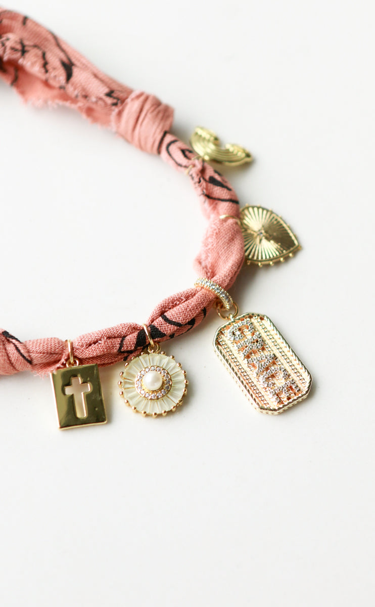 Dog Tag Grapefruit Bandana Necklace