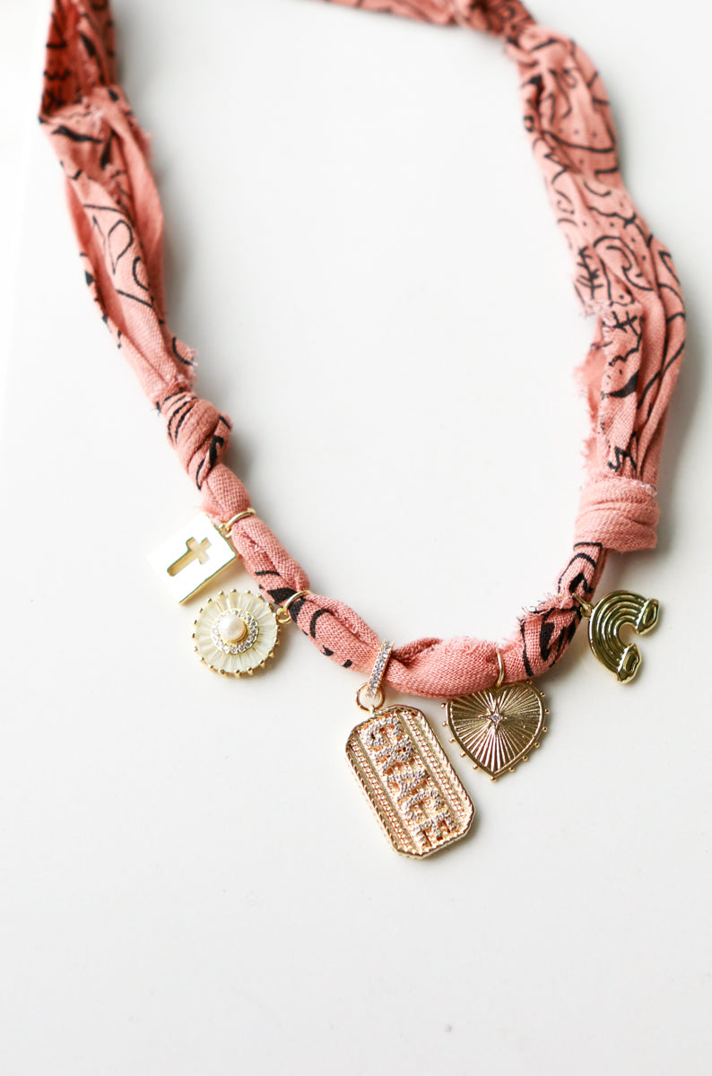 Dog Tag Grapefruit Bandana Necklace