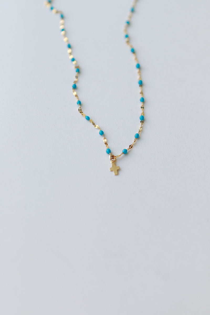 Enamel and Gold Cross Necklace