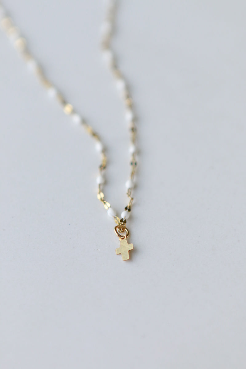 Enamel and Gold Cross Necklace