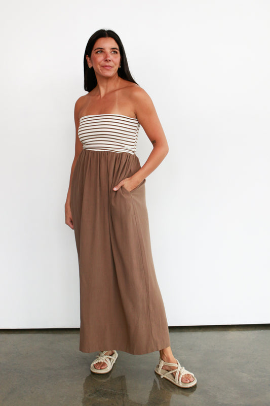 Christie Linen Contrast Maxi Dress