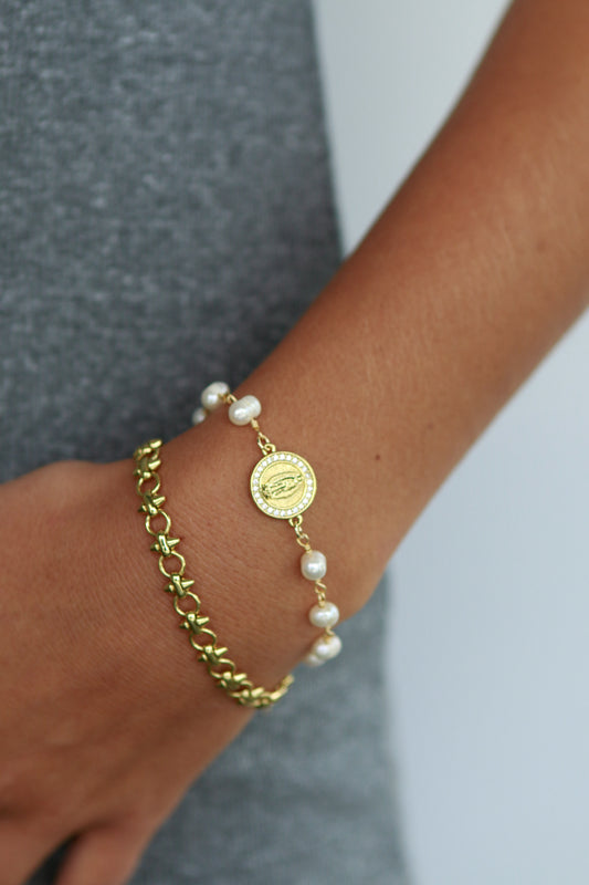 Pearl and Coin Bracelet