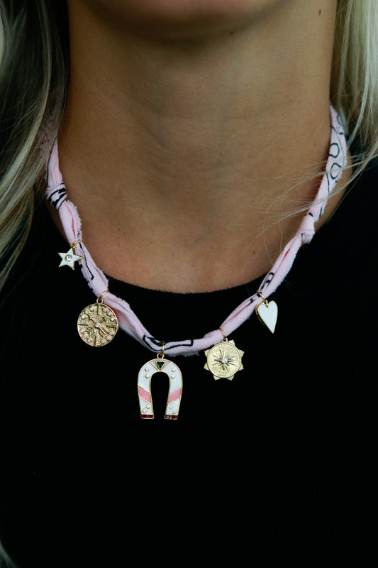 Horseshoe Blush Pink Bandana Necklace