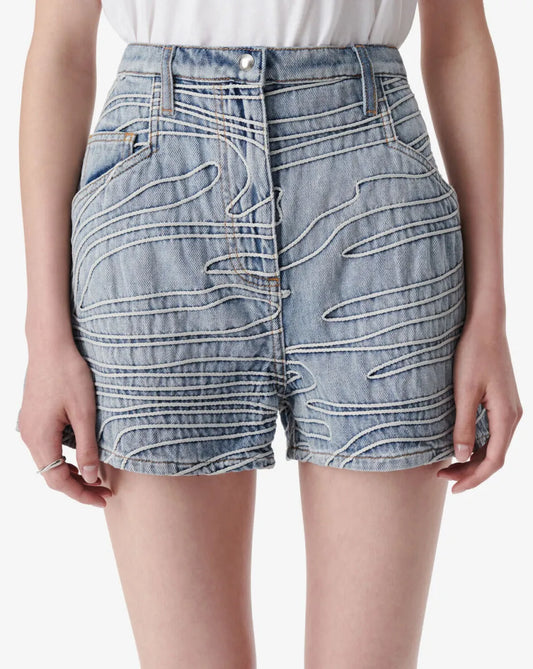 Viny Textured Denim Shorts