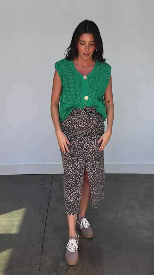 Aster Leopard Midi Skirt