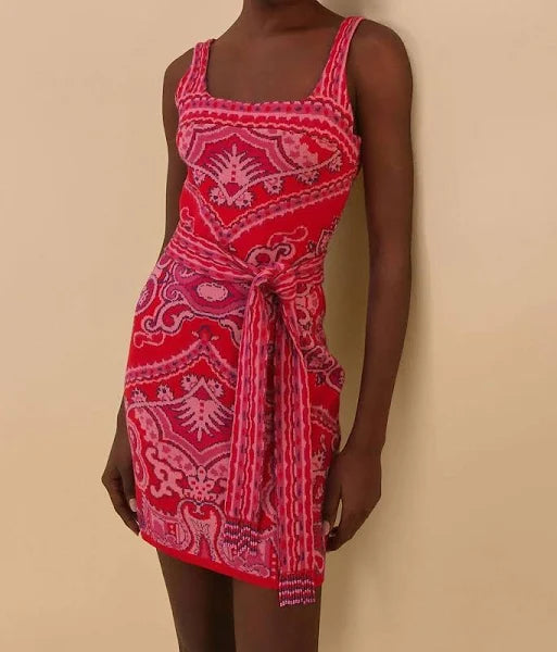 Paisley Scarf Knit Mini Dress